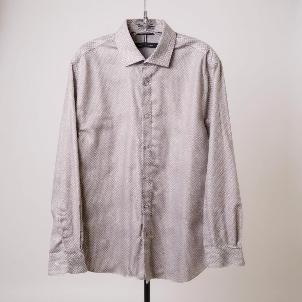 Tommy Hilfiger White Blue Purple Dots Dress Shirt Work Career Classic Size 15.5‎